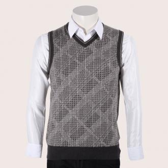 凯撒正品/经典/格纹/V领/百搭/羊毛背心/KFMCL11210/促销包邮