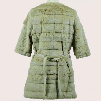 凯撒正品/LUSEFA/优雅兔毛横条皮草外套/11401 原价4380