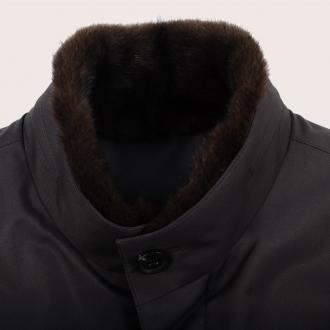 2011新品/凯撒正品/水貂毛领兔毛内胆男士商务休闲皮草风衣/KFMDH11702