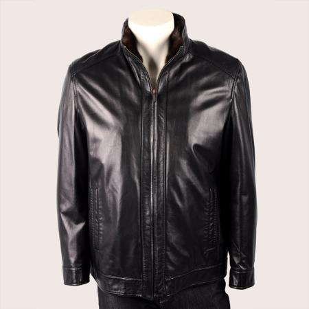 2011新款/凯撒正品/简洁立领貂皮内胆真皮男士皮草皮衣/11301