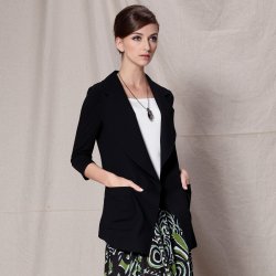 凯撒正品LUSEFA12002欧版中袖修身女西装外套（配项链） 新款