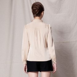 凯撒正品LUSEFA11002立领淑女蝴蝶结衬衣风琴褶长袖衬衫新品上架