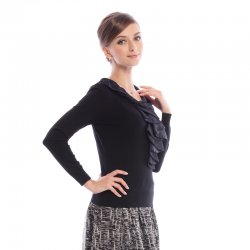 凯撒正品LUSEFA11210时尚百搭荷叶边圆领长袖淑女羊毛衫新品上架