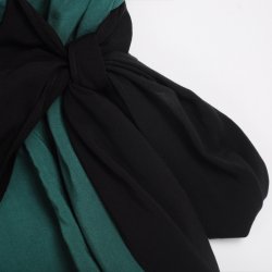 凯撒正品LUSEFA12052优雅蝙蝠袖撞色蝴蝶结圆领女连衣裙 新品