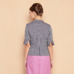 正品凯撒LUSEFA12T01女士修身小外套百搭条纹中袖单西装 夏装新品	