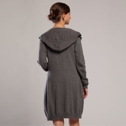 凯撒正品LUSEFA 高端女装 开衫女士羊毛衫带帽外套秋冬新品