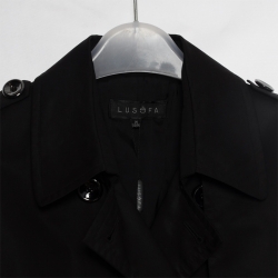 凯撒正品LUSEFA 秋冬新品炫黑 双排扣 长款修腰风衣（配腰带）