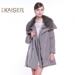 凯撒正品LUSEFA高端女装中长款保暖羽绒服 秋冬新款