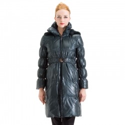 kaiser凯撒女装 长款修身獭兔皮草帽子/冬装加厚保暖风衣外套