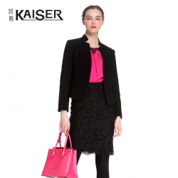 KAISER凯撒 2014秋装新款 OL必备简约短款长袖纯色小西装短外套