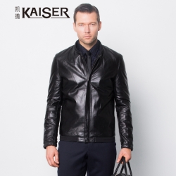 kaiser凯撒男装商务休闲真皮皮衣绵羊皮男士修身外套KKMCM14130